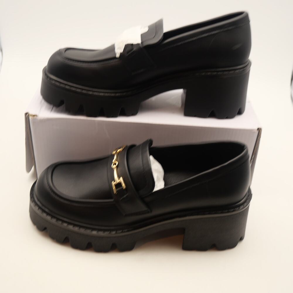 DREAM PAIRS Women's 7 Platform Loafer Chunky Heel Platform y2k Black NEW - Picture 2 of 9